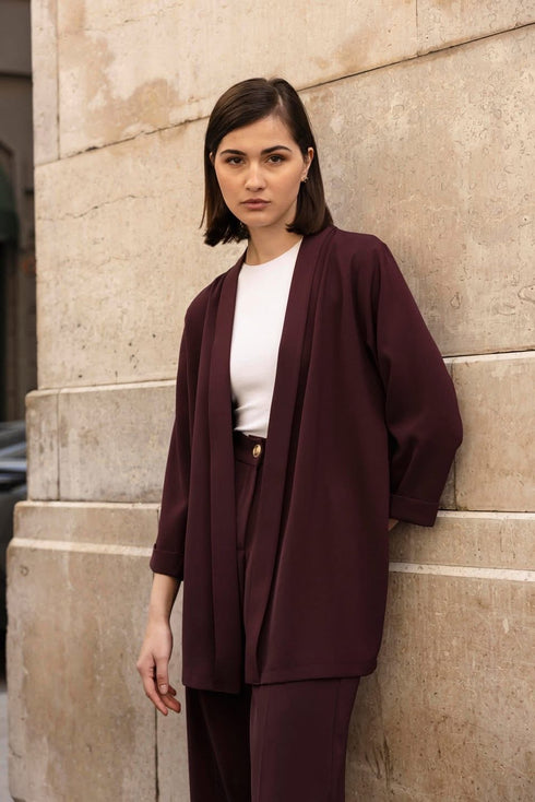 طقم نسائي قطعتين - برغندي