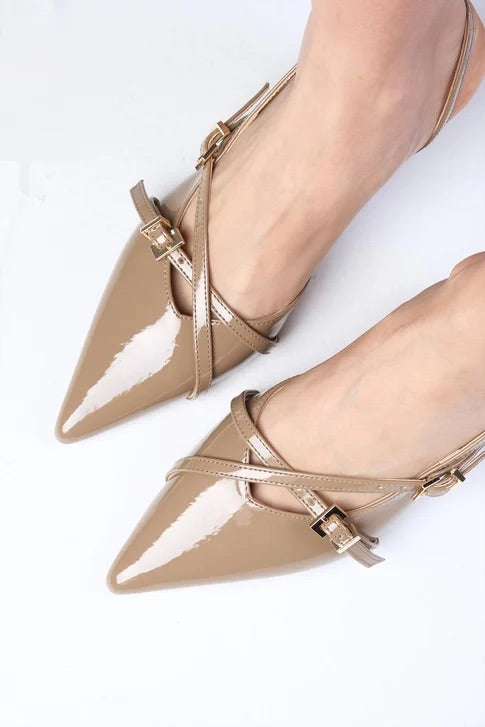 Mink Color Leather Heeled Shoes