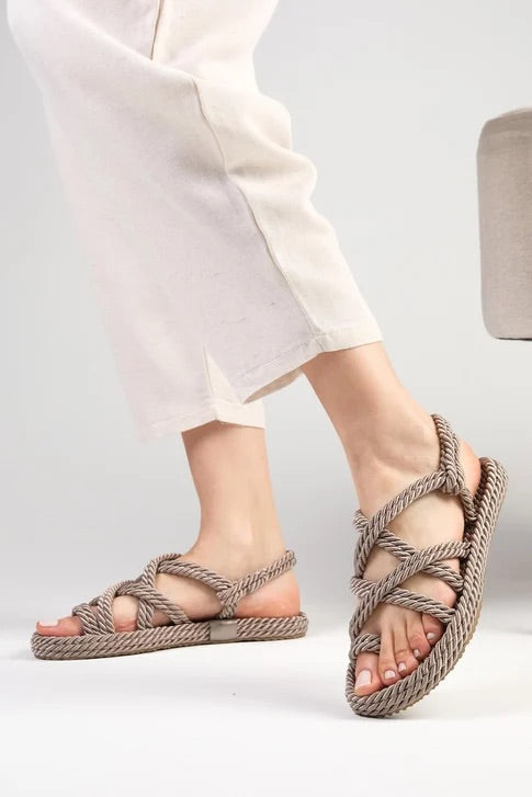 الصنادل حبل اللون سمارة - بيج