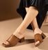 Camel Thick Heeled Women's Slippers
