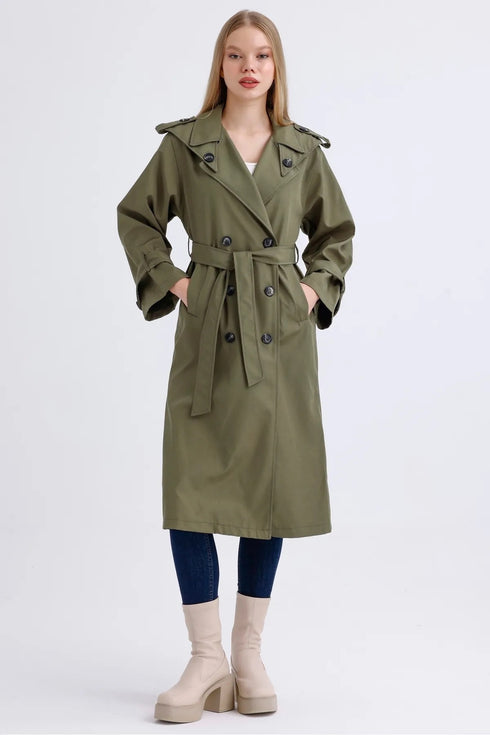 ترانشكوت وتر بروف باللون الزيتي