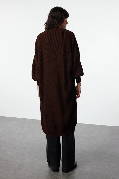 كارديغان تريكو طويل لون بني