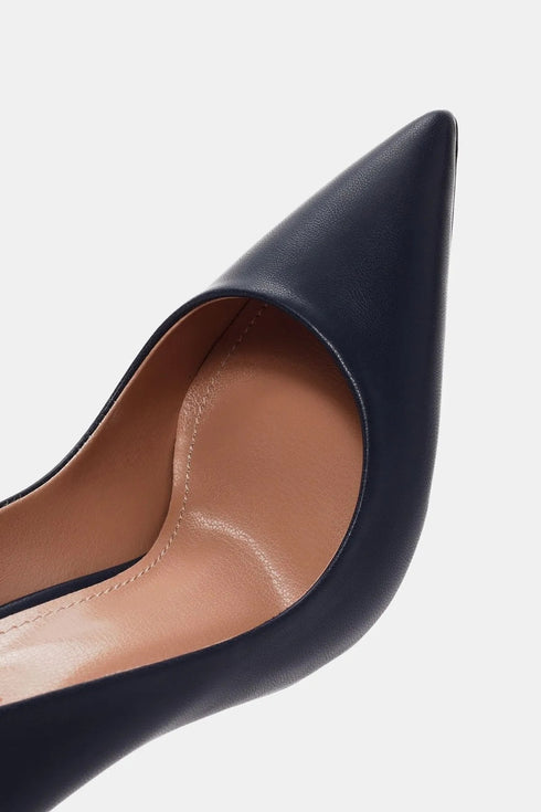 حذاء نسائي بكعب عالي باللون الأزرق الغامق