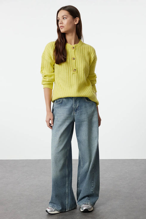 كنزة تريكو ناعمة - أصفر