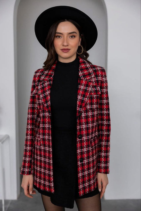 جكيت كاروهات - أحمر