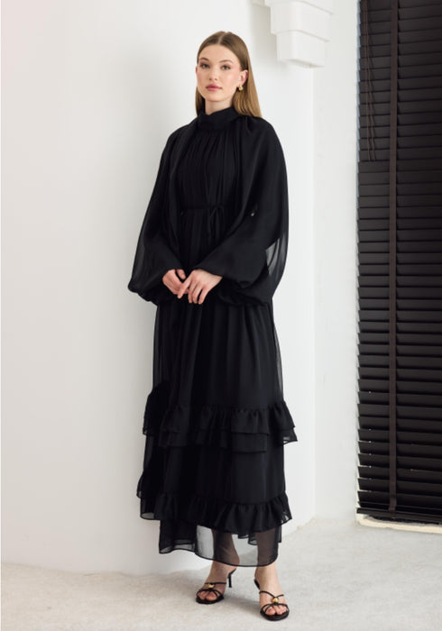 فستان شيفون - أسود