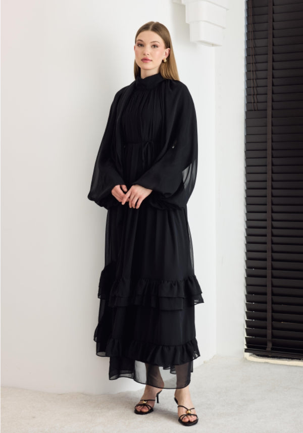 فستان شيفون - أسود