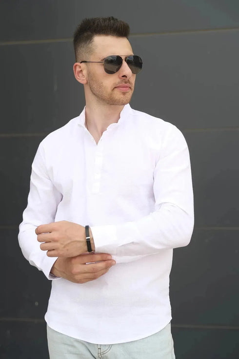 قميص رجالي Slim Fit - أبيض