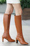 جزمة طويلة كعب عالي - عسلي