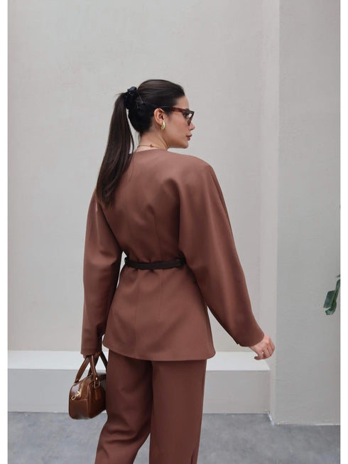 طقم قطعتين لون بني