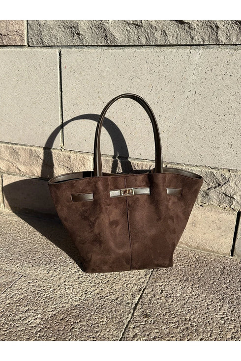 حقيبة كتف نسائية شمواه لون بني