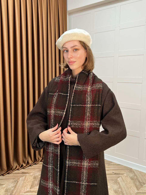 جكيت جوخ مع سكارف - بني