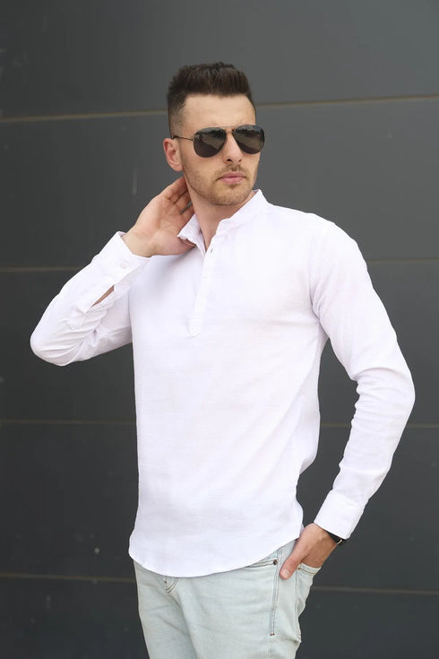 قميص رجالي Slim Fit - أبيض