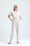 Beige Drawstring Jumpsuit