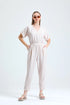 Beige Drawstring Jumpsuit