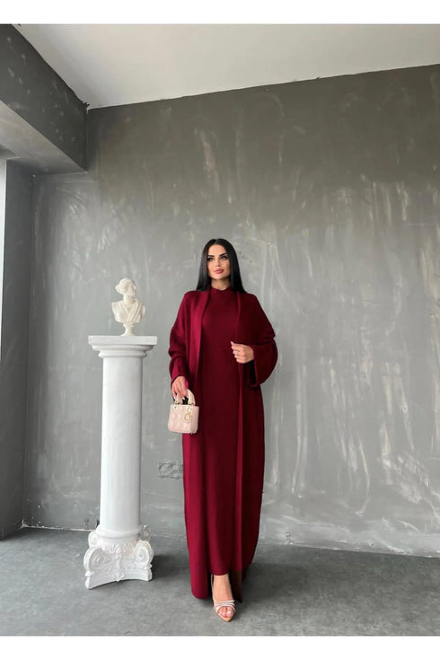 طقم تريكو- فستان وكارديغان طويل