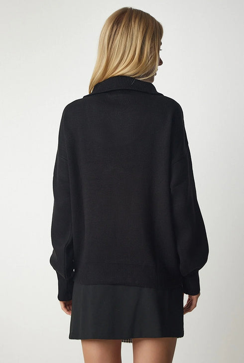 WOMEN BLACK KNITWEAR SWEATER