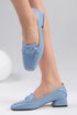 Blue Color Low Heeled Shoes