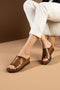 Camel Wedge Heeled Women's Slippers