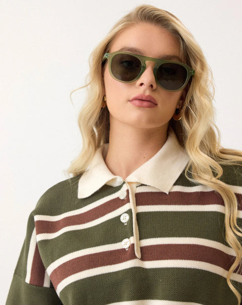 كنزة تريكو مخططة بولو