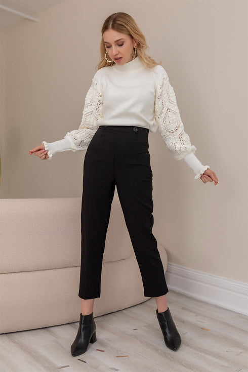 بنطلون بأزرار مزدوجة - أسود