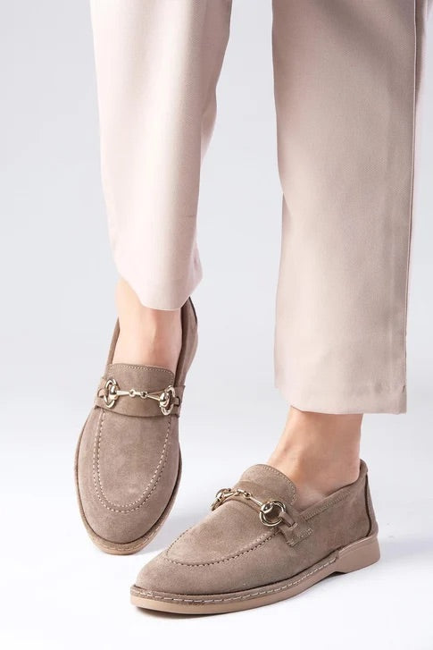 Genuine Suede Mink Color Loafer
