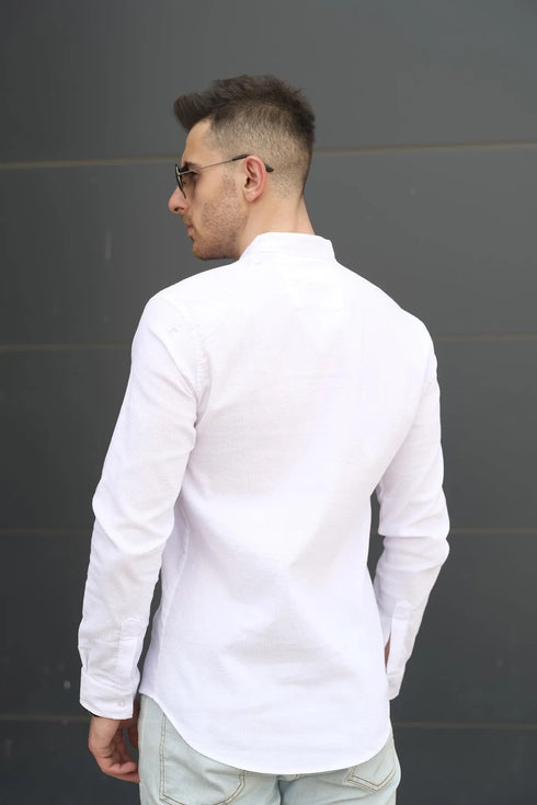 قميص رجالي Slim Fit - أبيض