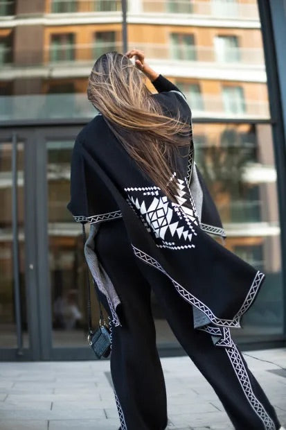 طقم نسائي محبوك من 3 قطع لون أسود *