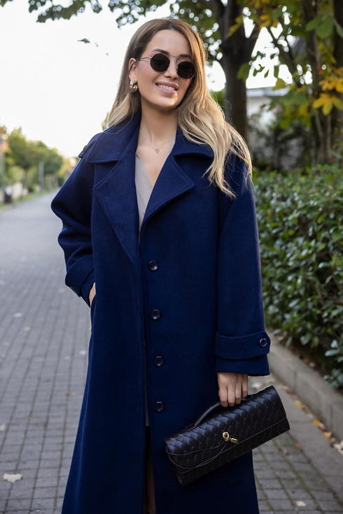 معطف نسائي طويل - كحلي