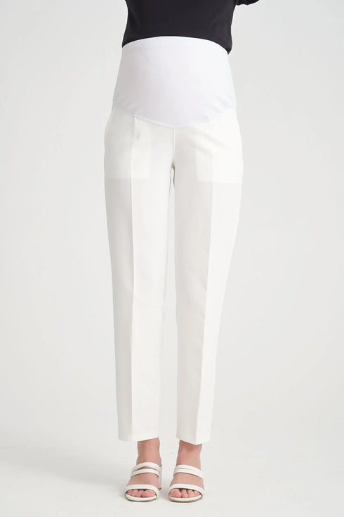 بنطلون قماش للحوامل باللون الأبيض