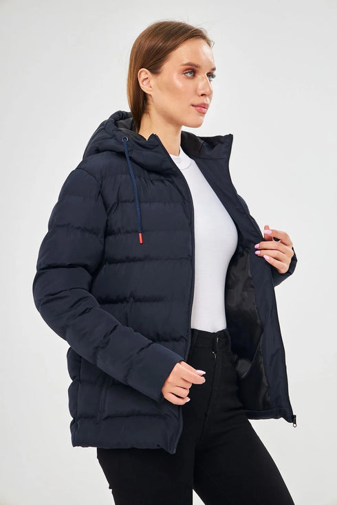 جكيت مبطن وتر بروف لون أزرق غامق