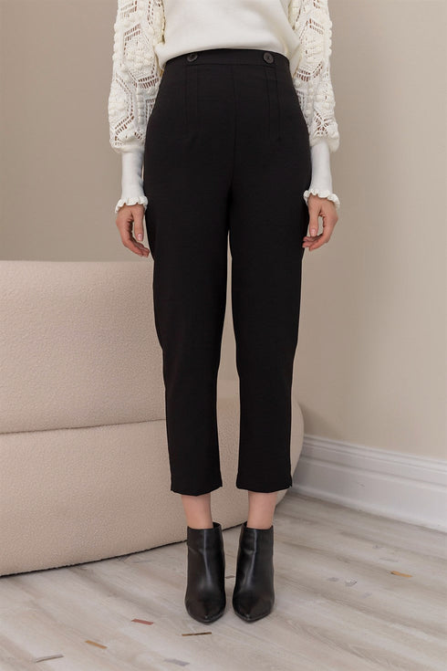 بنطلون بأزرار مزدوجة - أسود