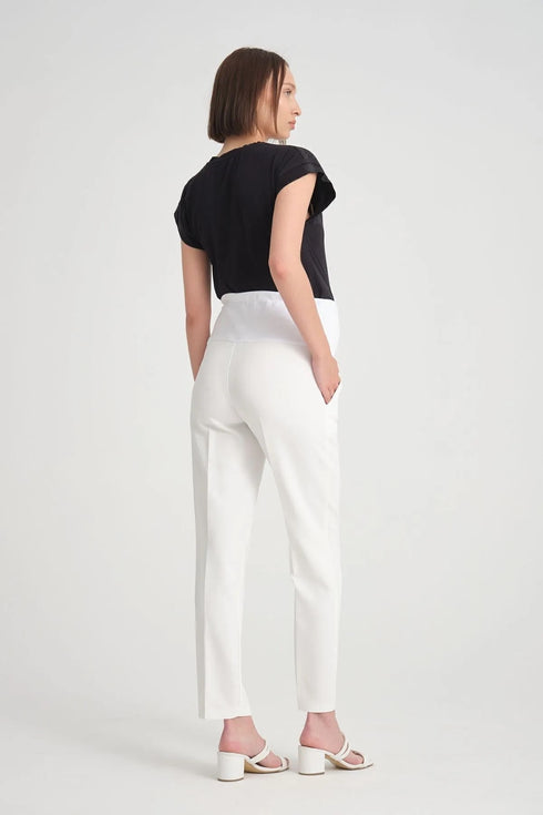 بنطلون قماش للحوامل باللون الأبيض