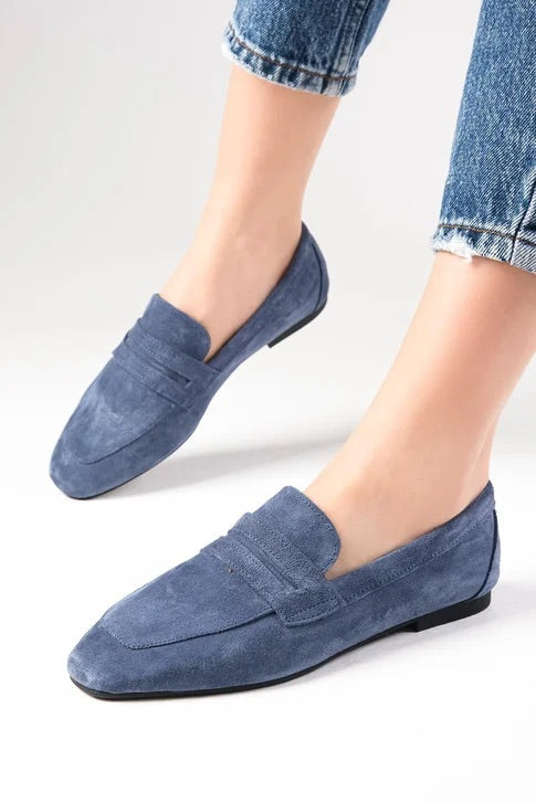 Genuine Suede Blue Color Loafer
