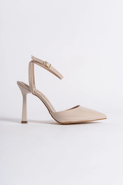 Women's Beige Strappy Heeled Shoes
