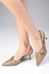 Mink Color Leather Heeled Shoes