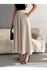 Women's Beige Linen Pocket Skirt
