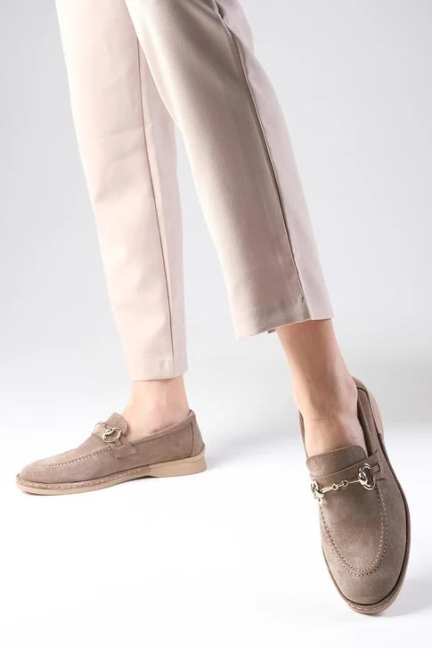 Genuine Suede Mink Color Loafer