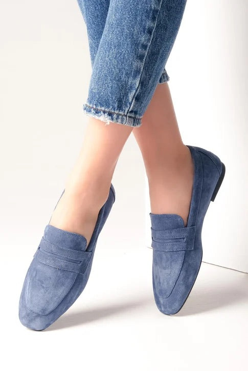 Genuine Suede Blue Color Loafer
