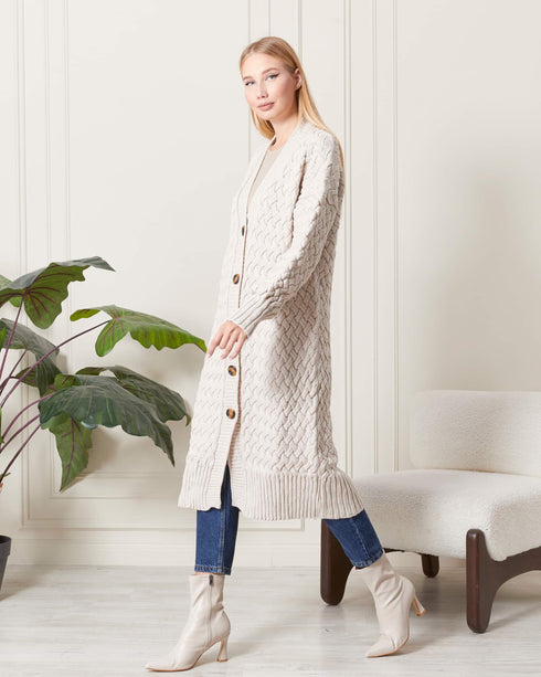 كارديغان طويل باللون البيج
