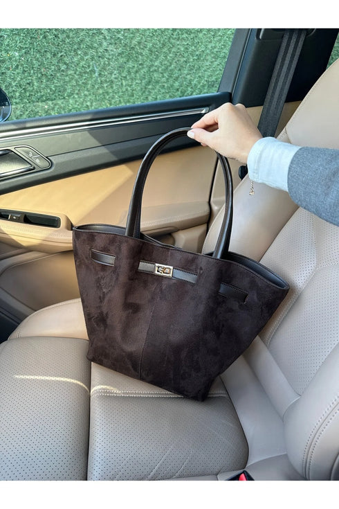 حقيبة كتف نسائية شمواه لون بني