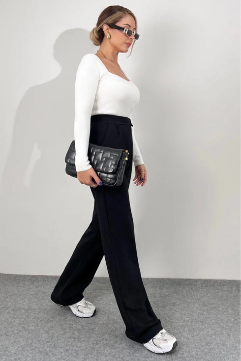 بنطلون نسائي خصر عالي - لون أسود