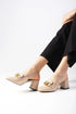 Nude Colored Patent Leather Heeled Shoes