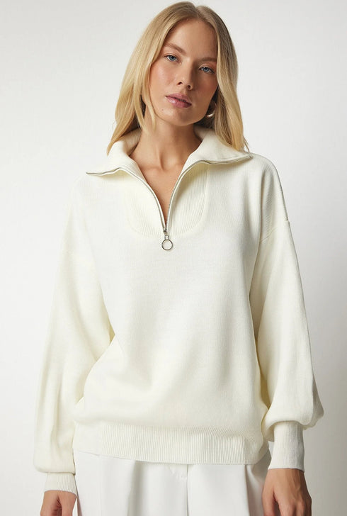 WOMEN ECRU KNITWEAR SWEATER