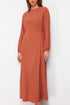 فستان مع تفاصيل ربطة خصر - برتقالي