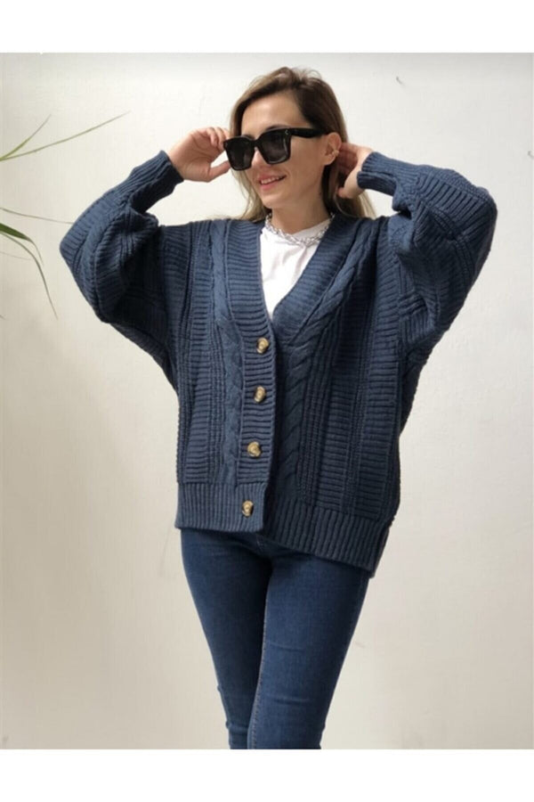 كارديغان نسائي- أزرق غامق