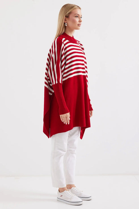 كنزة - تريكو مخططة لون أحمر