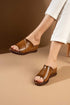 Camel Wedge Heeled Women's Slippers