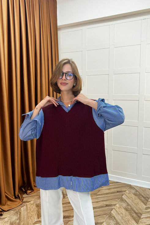 قميص مع ڤيست تريكو محبوك