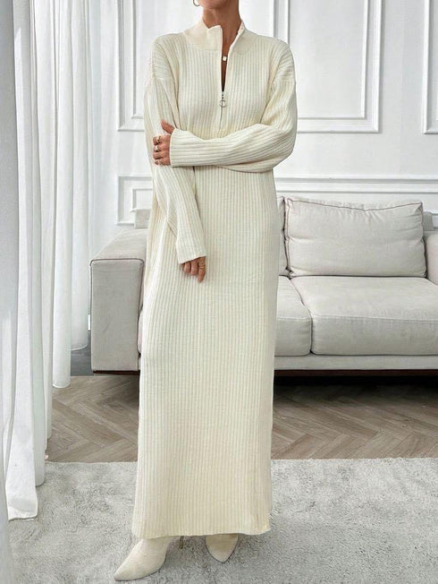 فستان تريكو صوف ناعم لون إيكرو